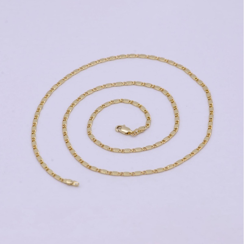 23.5 Inch Scroll Finished Chain, 14K Gold Filled Flat Link Chain, Dainty 2.4mm Unique Necklace with Lobster Clasps | WA-621 Clearance Pricing