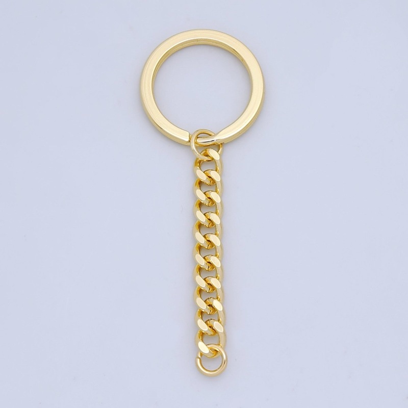 24K Gold Filled 3-Inch Concave Curb Chain Drop Keychain Findings | Z1072