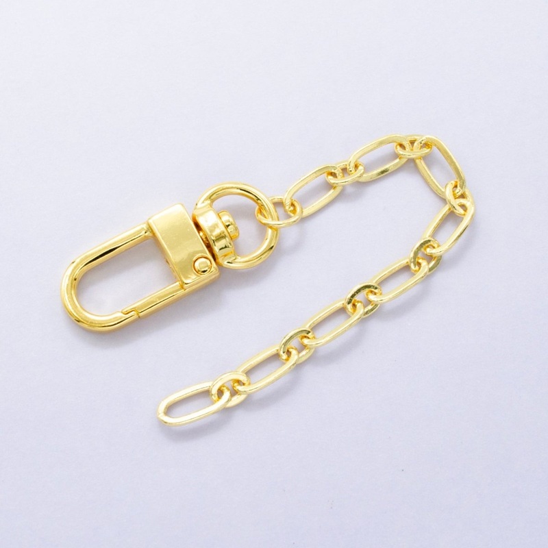 24K Gold Filled 5-Inch Paperclip Rolo Link Chain Bag Purse Charm Swivel Keychain Findings | WA-2900