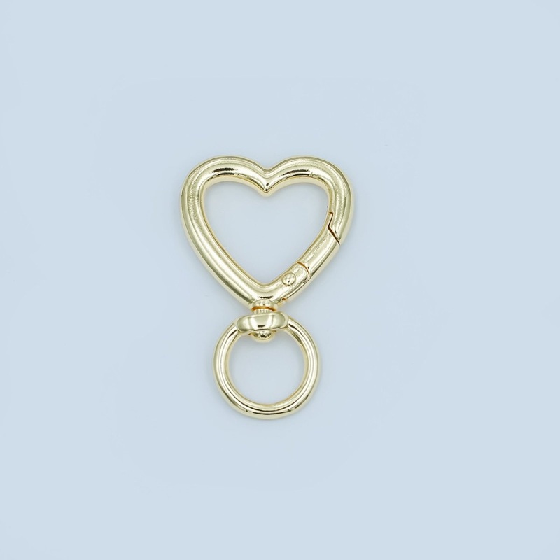 24K Gold Filled Heart Push Gate Swivel Bag Charm Finding | Z1142