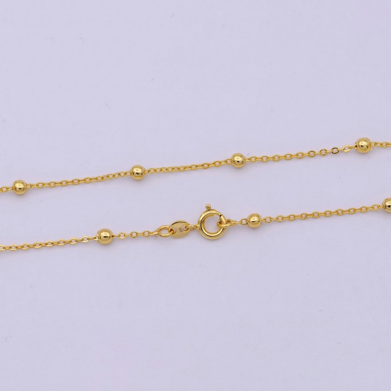 24K Gold Filled Satellite Chain Dainty Gold Ball Chain 18 Inches Ready To Wear Necklace w/ Lobster Clasps | WA-527 WA-528 Clearance Pricing 18 Inches