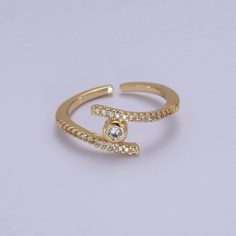 Round Bezel Set Cubic Zirconia Gold Filled Band For Stackable Jewelry S-537