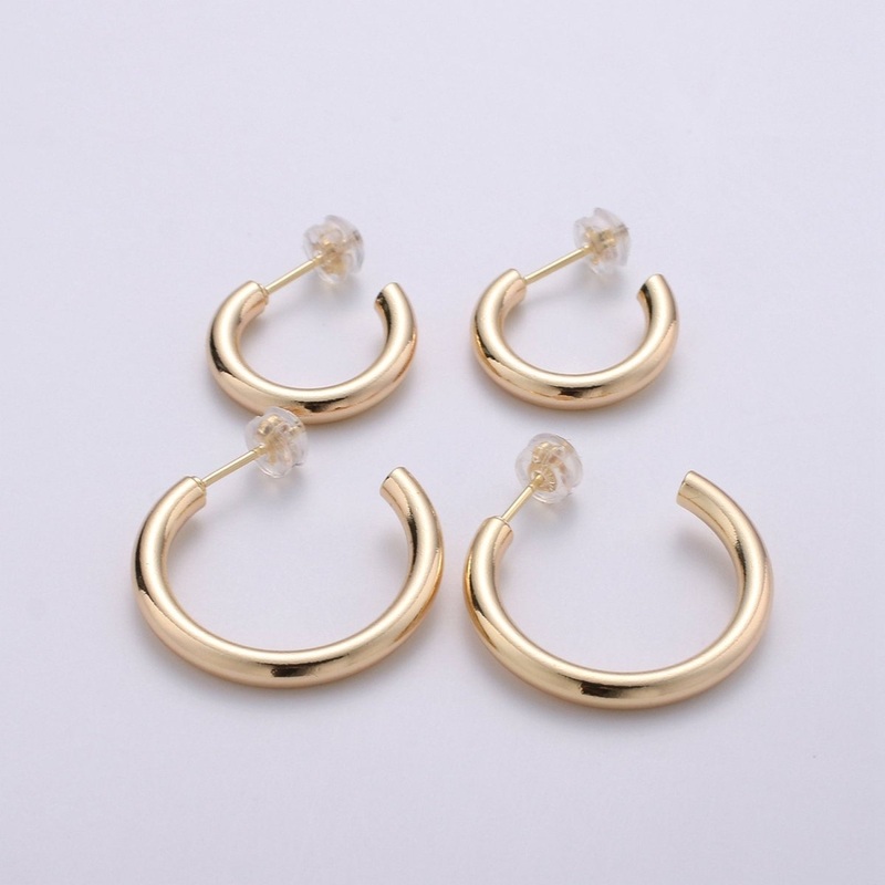 Thick Tube Hoops Gold, 18K Gold Filled Hoops, Large Gold Hoop Earrings, Small Hoops, Hollow Hoop Earrings, Chunky Hoops, Light Hoops Q-095 Q-096 20mm
