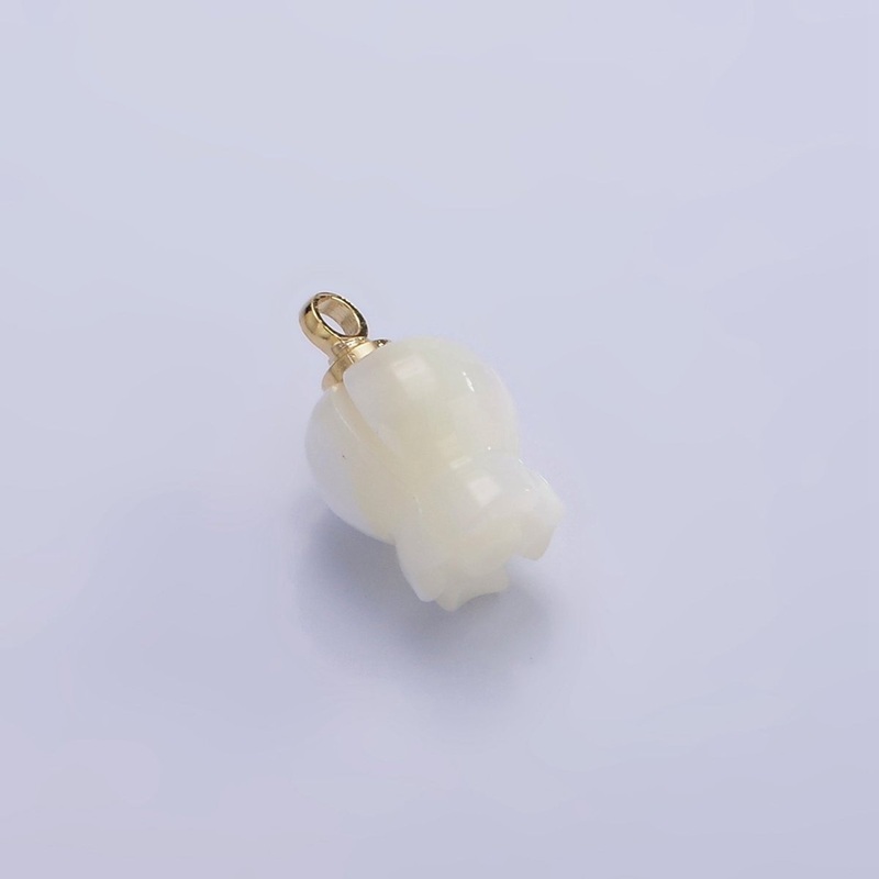 14K Gold Filled 11mm Rose Bud Flower Shell Pearl Drop Charm | AG687