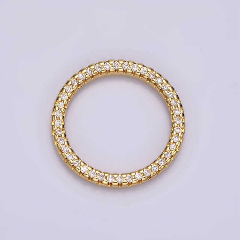 14K Gold Filled 15.5mm Open Round Clear Micro Paved CZ Charm Supply | Z-477