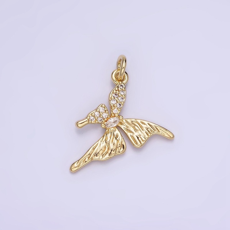 14K Gold Filled 20mm Micro Paved CZ Butterfly Insect Wings | AG734