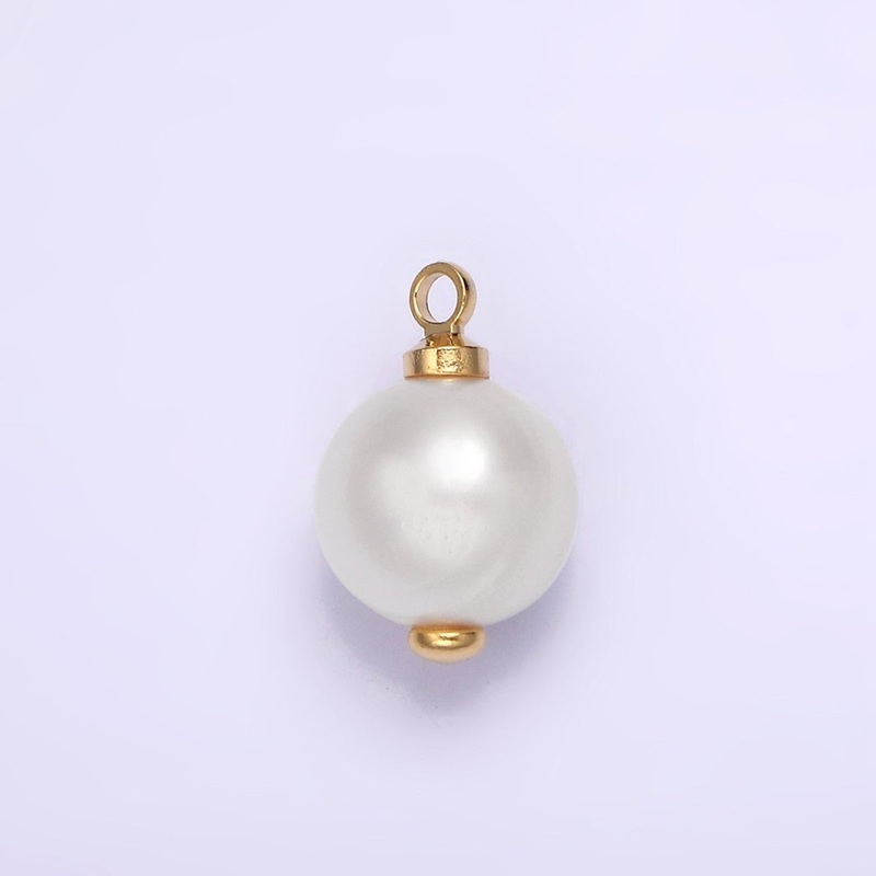 14K Gold Filled 8mm Freshwater Pearl Button Charm & Pendant | P1599 P1610 Charm