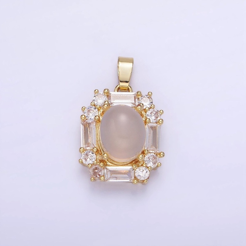 14K Gold Filled Cat Eye Baguette Lined Pendant | AA1181