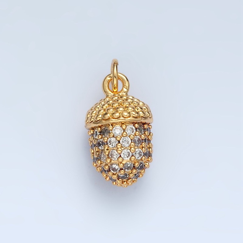 14K Gold Filled Micro Paved CZ Acorn Nut Charm | AG943