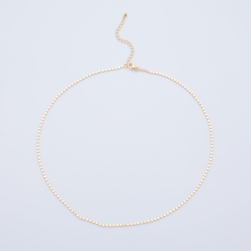 16K Gold Filled 2mm Minimalist Bead Bar Chain 17.5 Inch Necklace | WA-3264