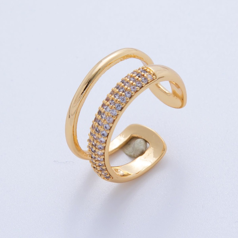 18K Gold Filled Micro Paved Double Band Ring | O2021
