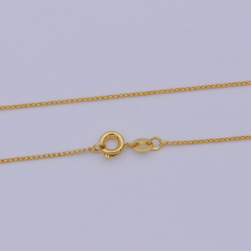 24K Gold Filled 0.8mm Dainty Rounded Rolo 18 Inch Layering Chain Necklace | WA-473 Clearance Pricing