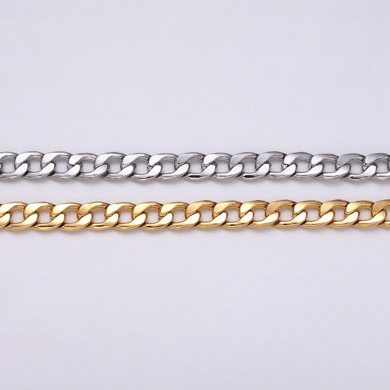 24k Gold Filled Cuban Curb Chain 7.5mm Unfinished Unisex Curb Link Chain by Yard Wholesale Jewelry Making Supplies | ROLL-1283 ROLL-1284 Clearance Pricing Gold
