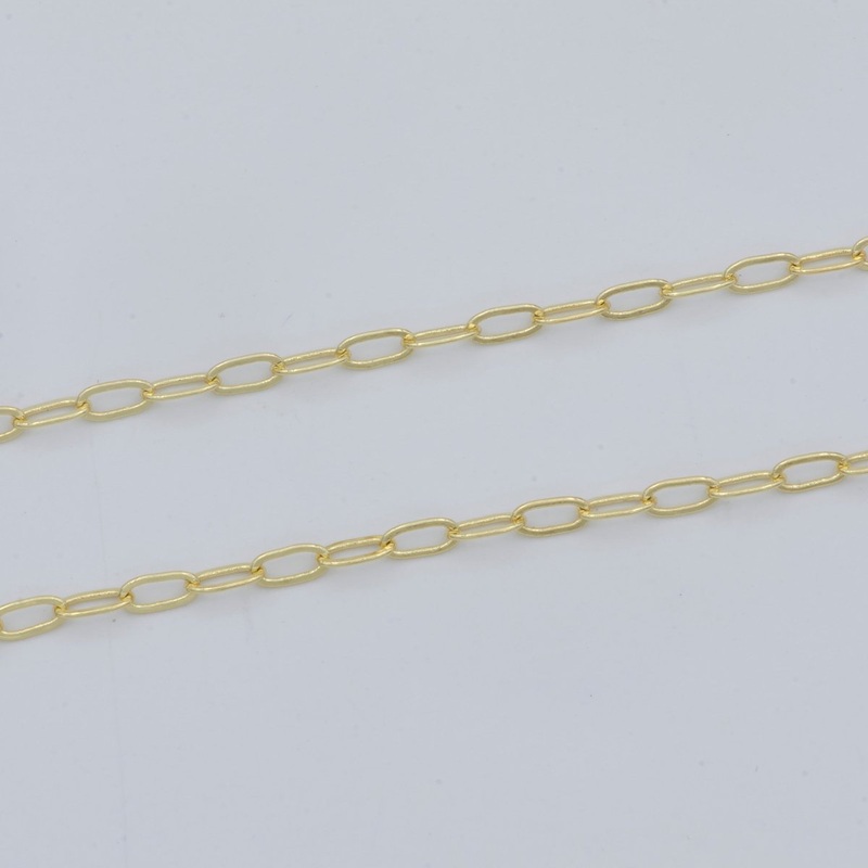 24K Gold Filled Dainty Oval Rolo Gold Chain by Yard, Oval Link, Wholesale bulk Roll Chain for Jewelry Making, Width 2.4mm | ROLL-471 Clearance Pricing