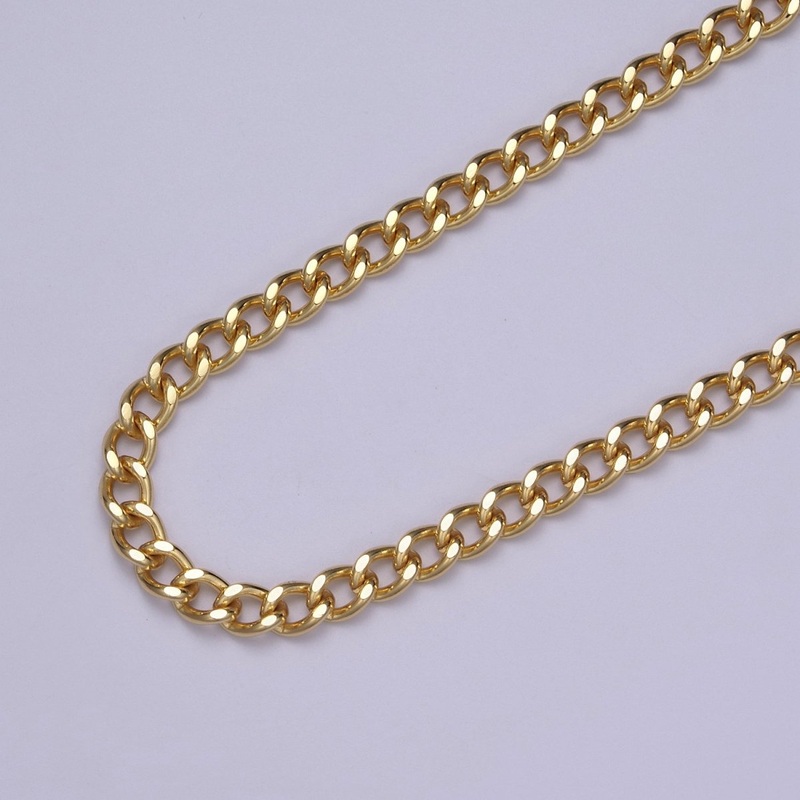 24K Gold Plated Curb Unfinished Chain, 6mm Figaro Curb Chain For Necklace Making, Jewelry Supply Component | ROLL-651 Clearance Pricing