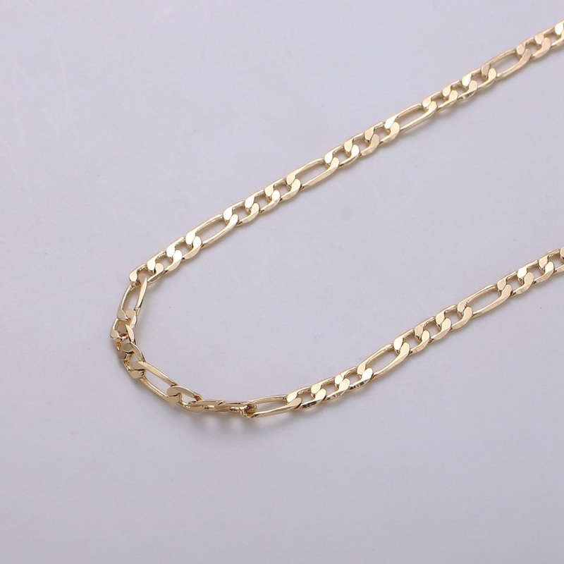 3mm 16K Gold Filled Figaro Chain, Flat Curb Chain Jewelry Sold By The Yard For Necklace Bracelet Anklet Supply | ROLL-274 Clearance Pricing