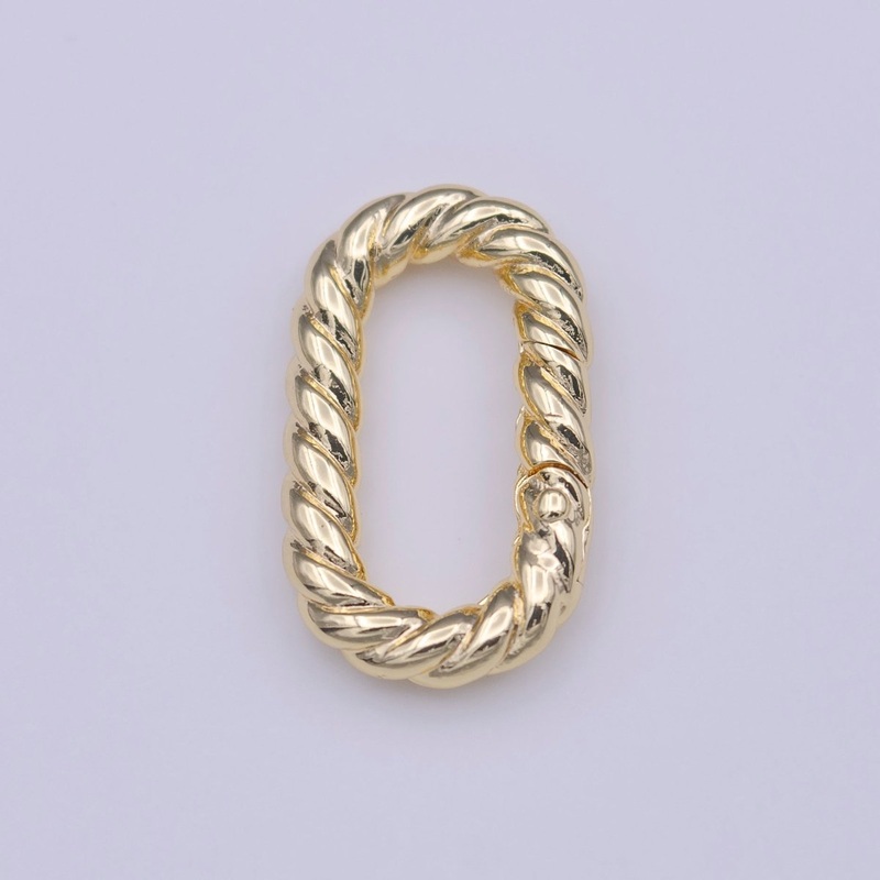 Gold Braided Twist 19.5mm Oblong Oval Push Spring Gate Jewelry Supply | K-230