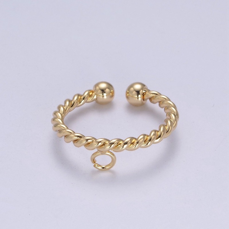Gold Filled Twisted Rope Ring with Open Link for Jewelry Making Supply Finding L-612