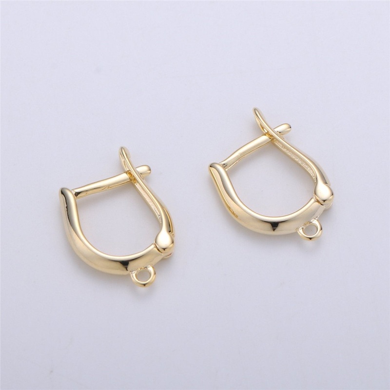 Gold Huggie Earring one touch w/ open link, 1 pair 15mm, 14K gold Filled, Nickel and Lead free, Lever back earring making Supply K-254