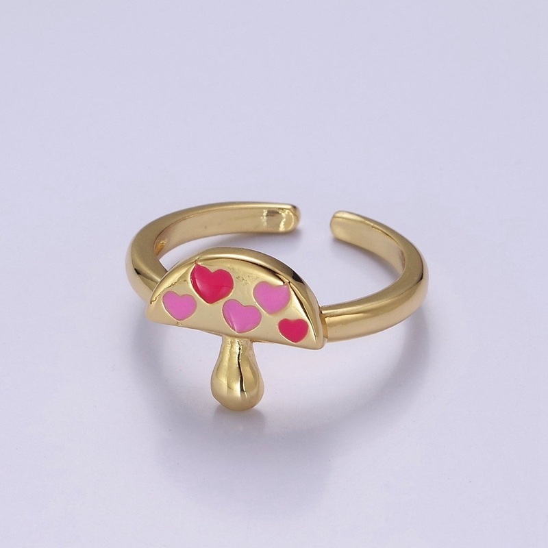 Gold y2k Mushroom Ring, Open Adjustable Ring, Women Ring O-2162