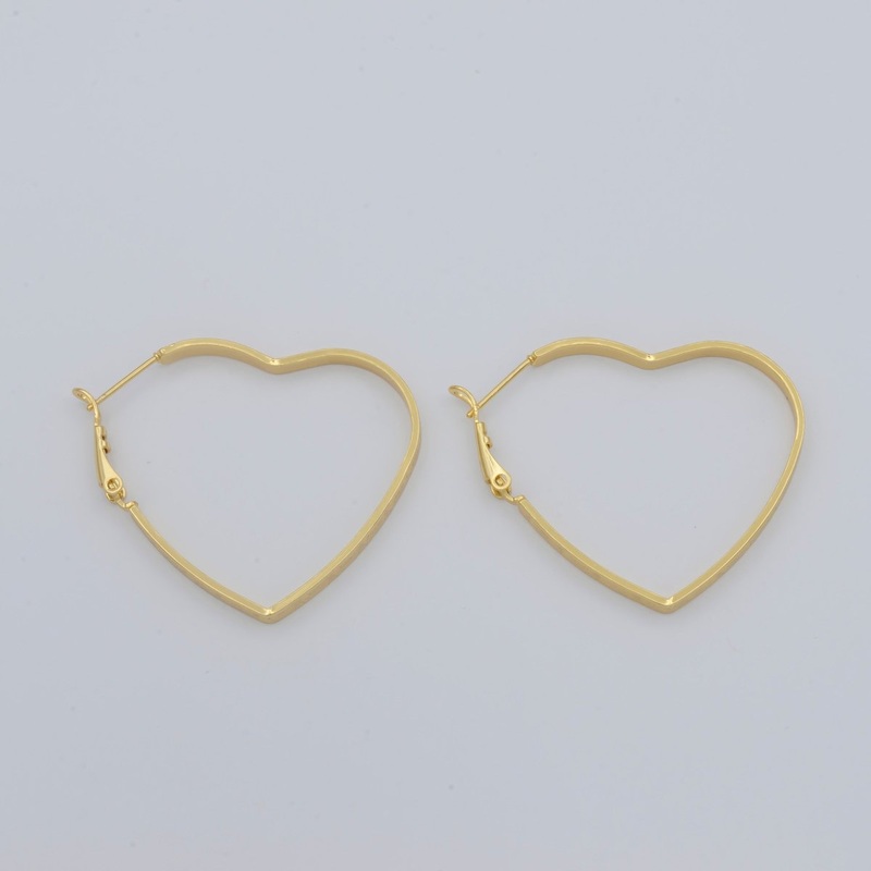 Simple Designated Golden Heart Huggies Earrings, Plain Gold Filled Tiny Geometric Love Heart Shape Casual Daily Wear Earring Jewelry P-098 P-099 P-100 30mmx36mm