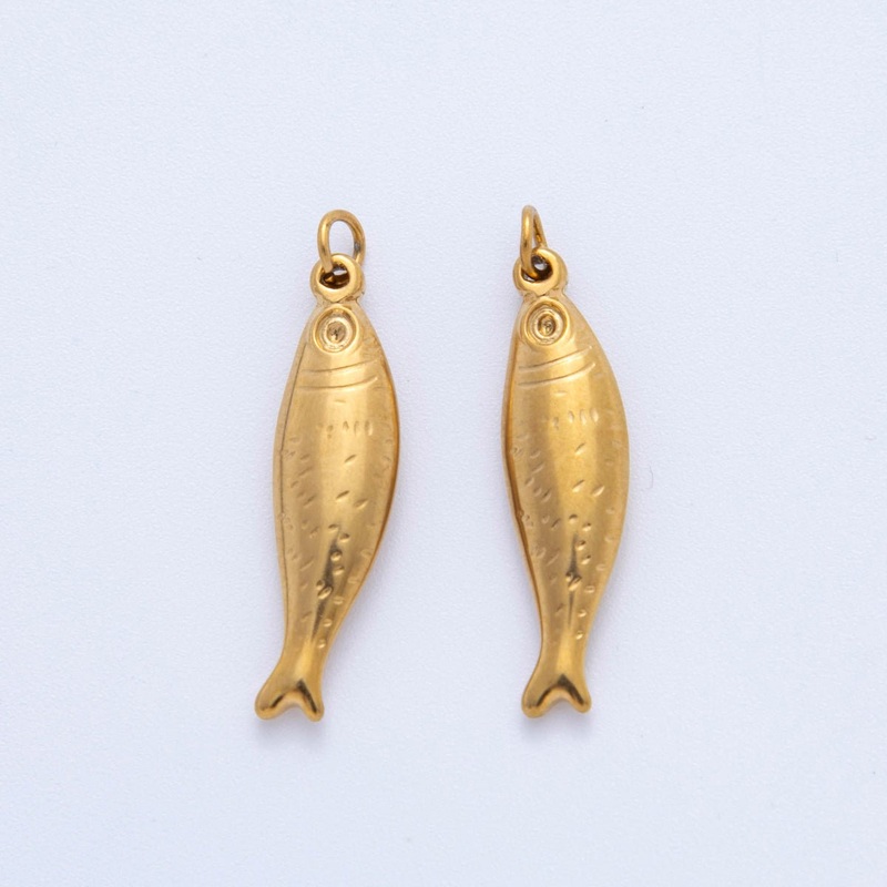 Stainless Steel Minimalist Multidimensional 3D Sardine Fish Charm | AF393