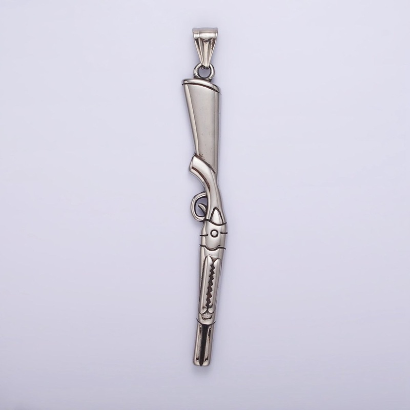 Stainless Steel Riffle Gun Line-Textured Minimalist Pendant | P1189 Gold