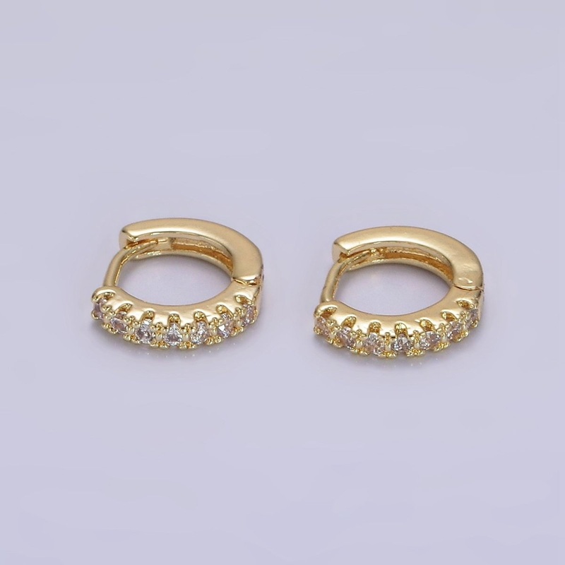14K Gold Filled 10mm Clear Micro Paved CZ Cartilage Huggie Earrings | AE908 Gold