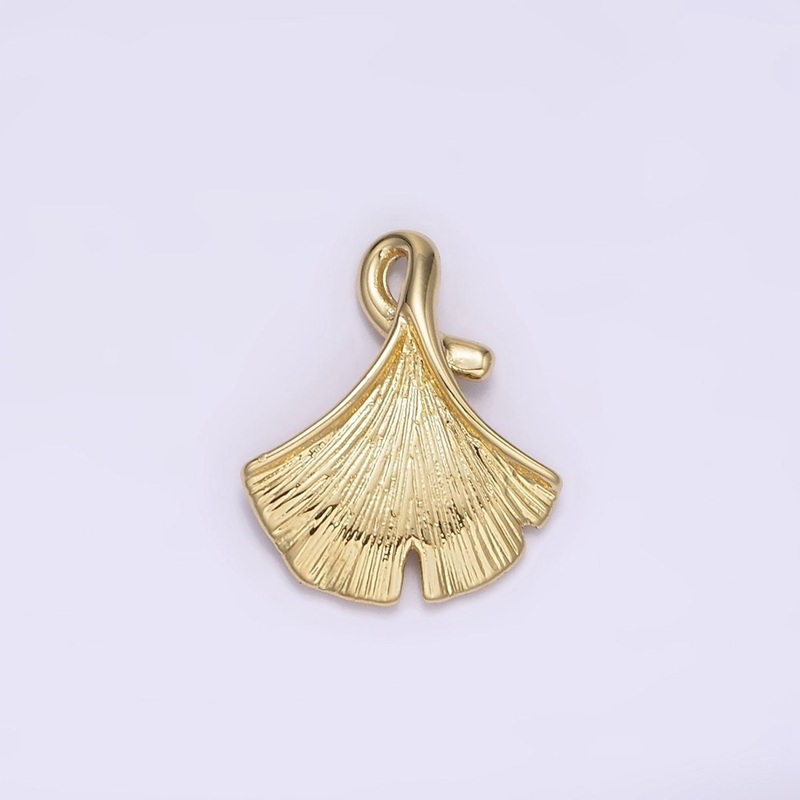 14K Gold Filled 15mm Textured Sea Clam Shell Charm | N-1879