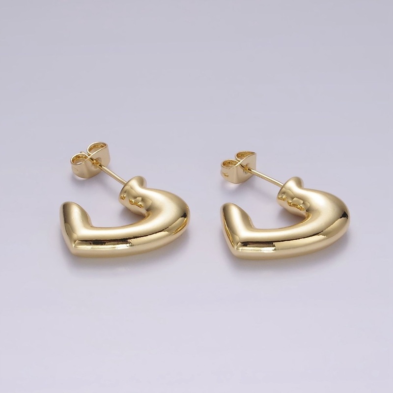14K Gold Filled 20mm Heart Minimalist C-Shaped Hoop Earrings | AE174 GOLD