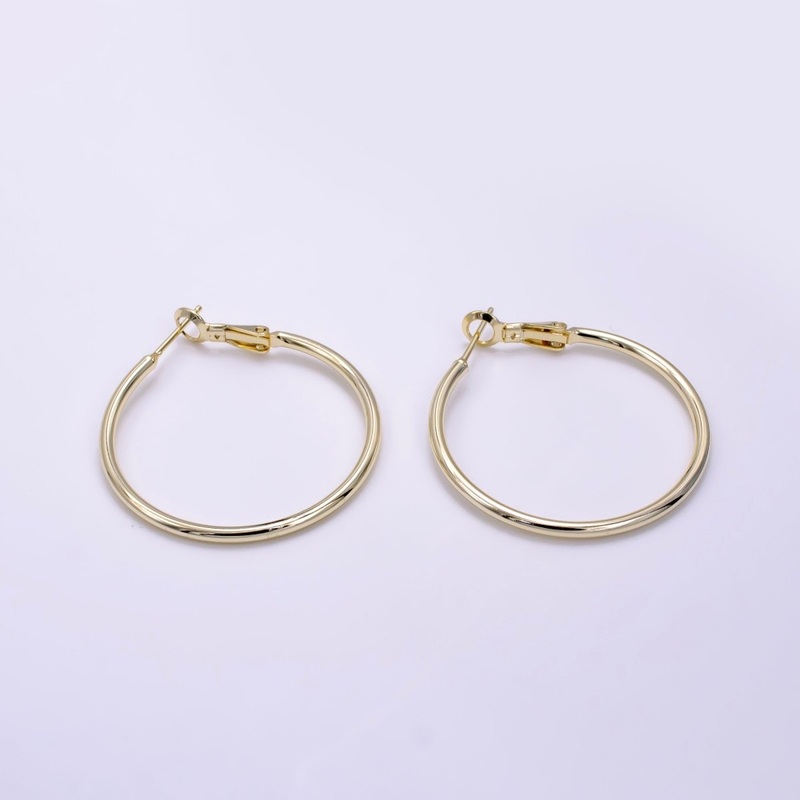14K Gold Filled 30mm, 35mm Minimalist Hinge Hoop Earrings | V076 V077 30mm