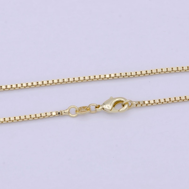 14K Gold Filled Box Chain Necklace 18 Inch Box Chain Necklace, Dainty 1.2mm Box Necklace w/ Lobster Clasp | WA-813 Clearance Pricing