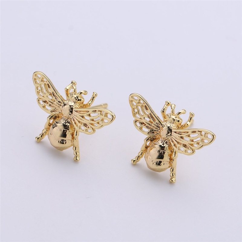 14K Gold Filled Bumble Bee Earring Gold Bee Stud K158