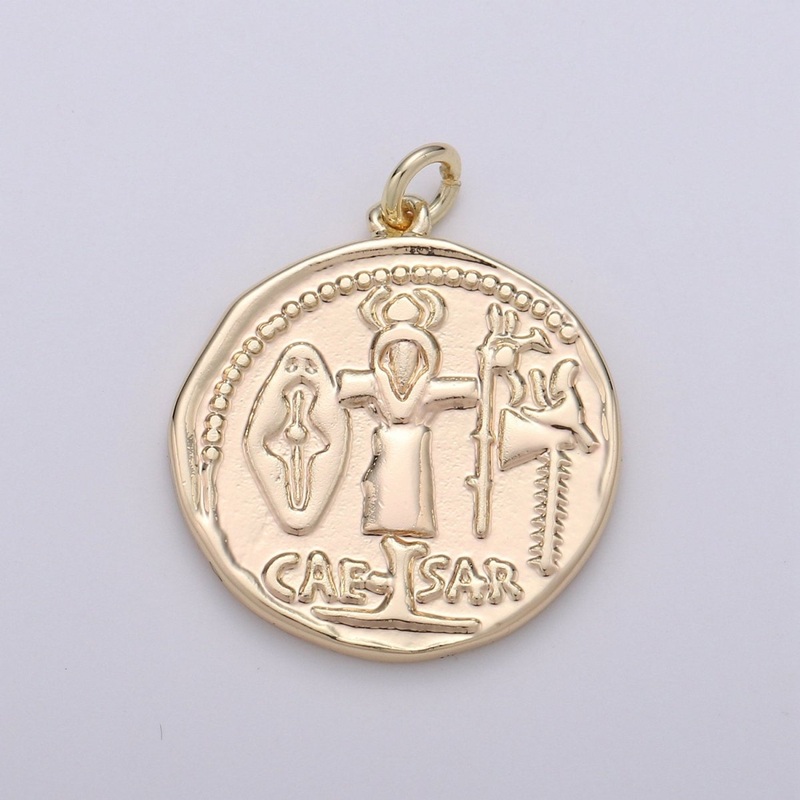14k Gold Filled Caesar coin charms Dainty Greek charms, Olympus charms Caesar pendant, Caesar charms, medallion charms for Necklace Bracelet D-390