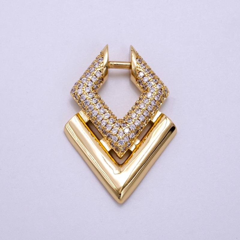 14K Gold Filled Micro Paved CZ Geometric Charm | AA1098