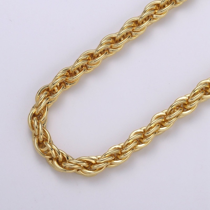 14K Gold Plated Thick Gold Rope Necklace, Rope Chain Necklace Chunky Twisted Chain Sold by Yard, Gold Thick Rope for DIY | ROLL-434