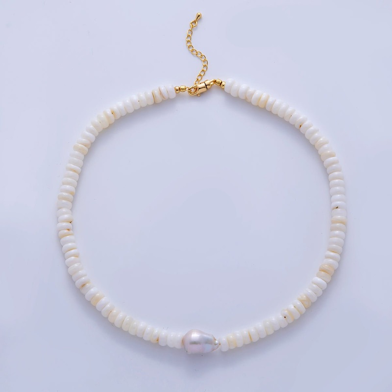 16K Gold Filled Freshwater Pearl White Quartz Rhondelle Gemstone 17 Inch Handmade Necklace | WA-1228