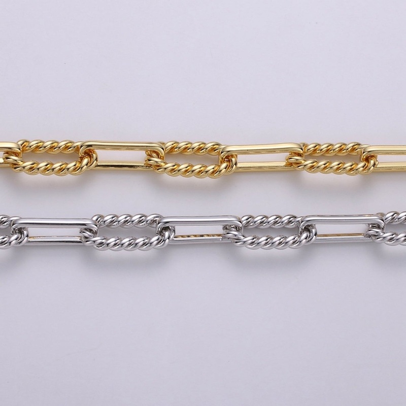 24K Gold Filled 2.5mm Thickness Twisted UNIQUE PAPER CLIP Chain By Yard, Gold Filled Rolo Cable Chain Thickness 2mm | ROLL-279, ROLL-280 Clearance Pricing Gold