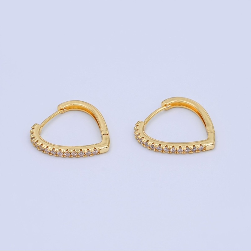 24K Gold Filled 20mm Micro Paved CZ Teardrop Hoop Earrings | T336