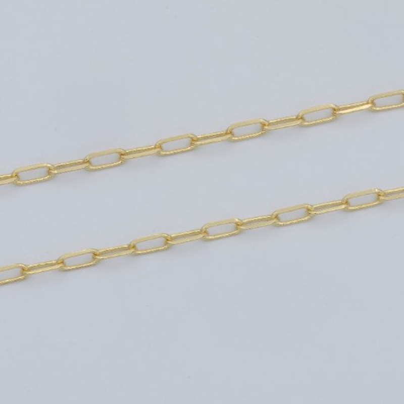 24K Gold Filled Chain by Yard 2.2mmx5.4mm Delicate Elongated Flat Link Rectangle Cable Chain PAPECLIP chain | ROLL-470