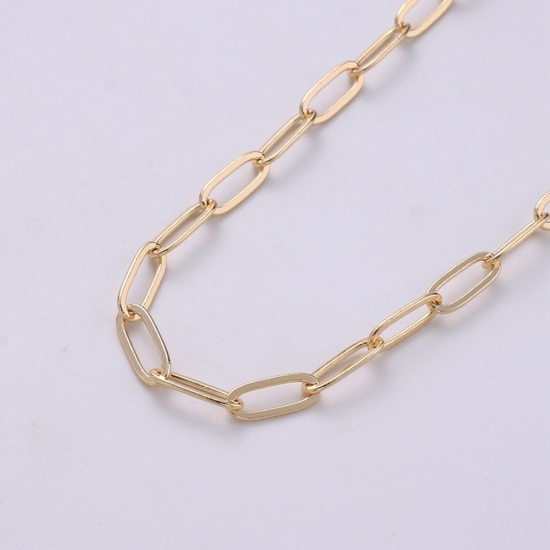 Oval Paperclip Chain Necklace 18K Gold Filled 4x10mm, Nickel Free Unfinished Link Chain | ROLL-312 ROLL-410