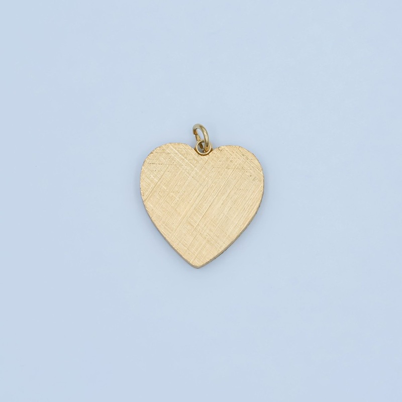 Stainless Steel 17mm Line-Textured Minimalist Heart Charm | P614