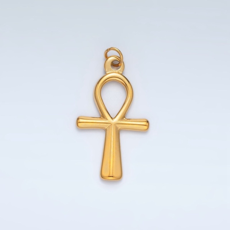 Stainless Steel 25mm Religious Ankh Cross Minimalist Charm | P1037