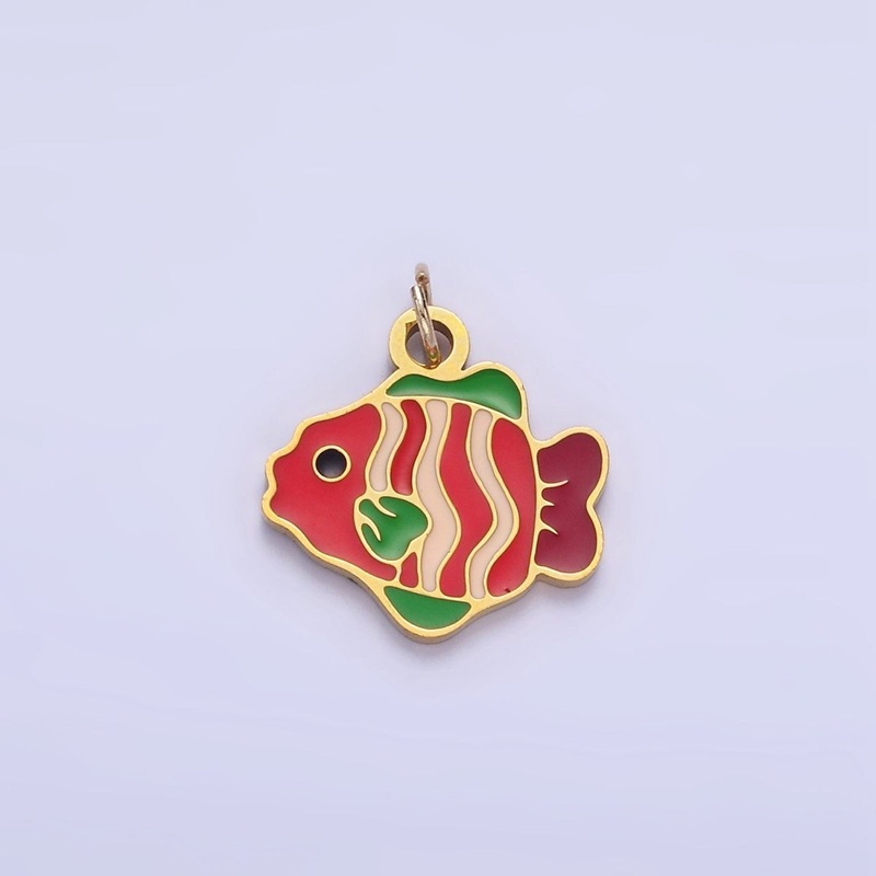 Stainless Steel Red Fish Charm Enamel Animal Jewelry Pendant | P1010