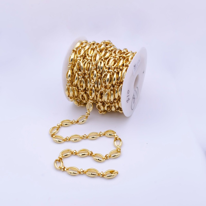 Unique Chunky Oval Ring and Connector Cable Chain Big Bold Gold Chain Unfinished Chain by Yard | ROLL-800 Clearance Pricing