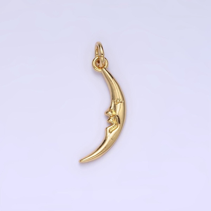 14K Gold Filled 15mm Celestial Crescent Moon Face Charm | AG637