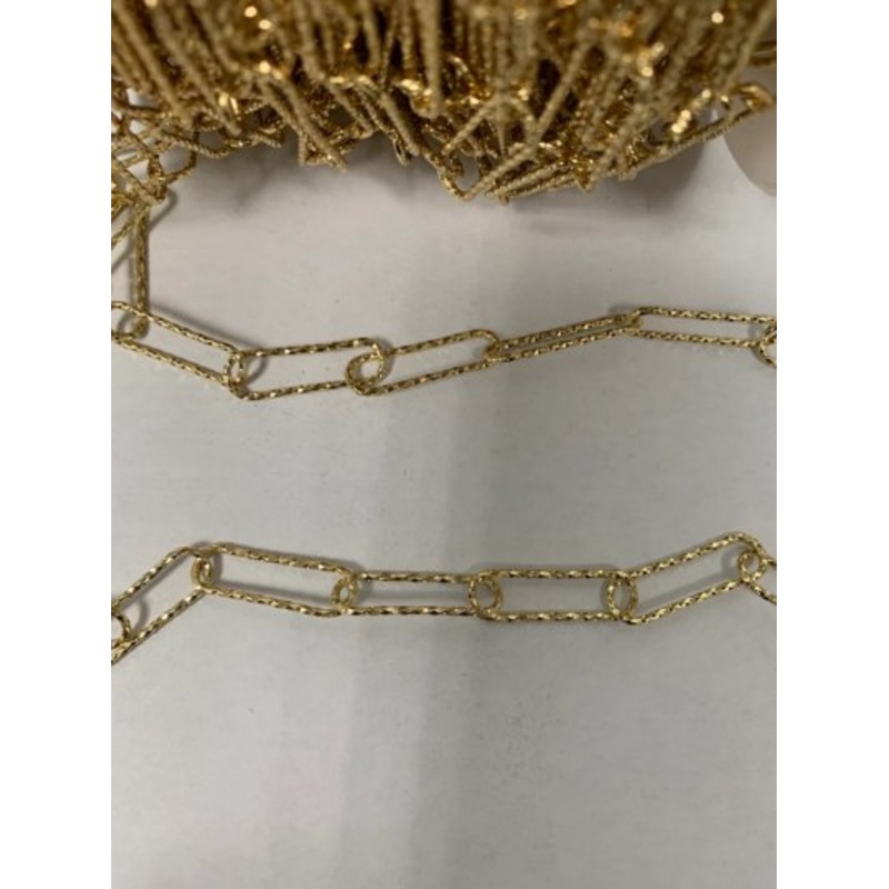 14K Gold Filled Hammered Paperclip Chain by Yard, Oval Link Chain Wholesale bulk Roll Chain for Jewelry Making | ROLL-417 Clearance Pricing