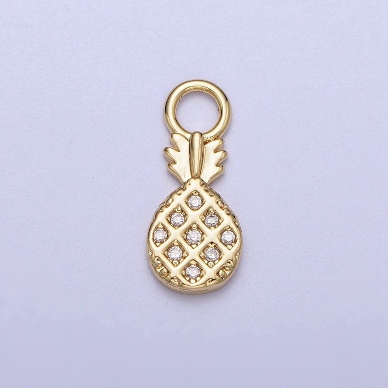 14K Gold Filled Micro Paved CZ Pineapple Fruit Mini Charm | C221