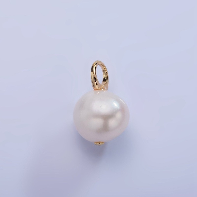 14K Gold Filled Round White Freshwater Pearl Drop Pendant | P1711