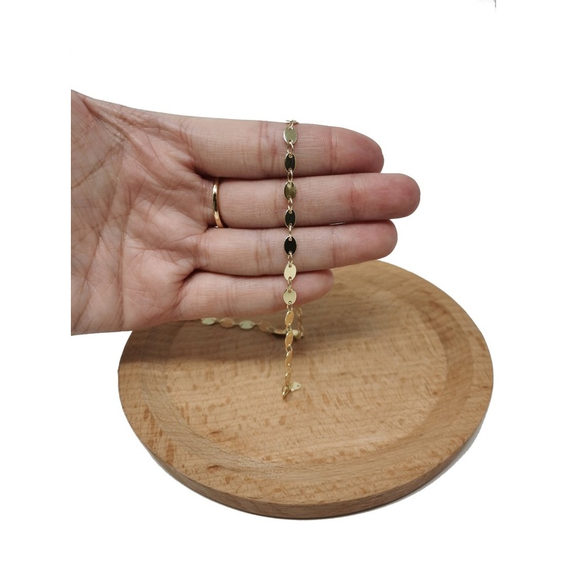 16K Gold Filled Anchor Chain by Yard, Round Oval Disc Charm Chain, Wholesale Bulk Roll Chain for Jewelry Making |  ROLL-015 Clearance Pricing